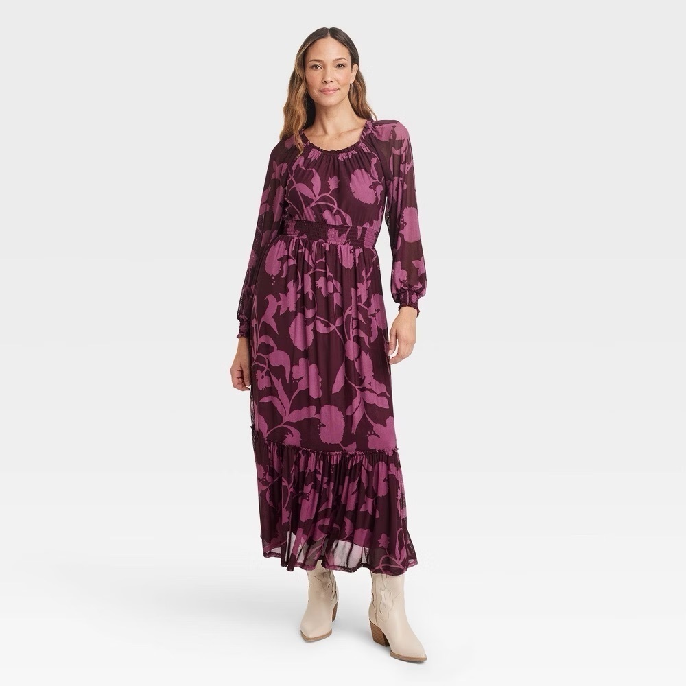 Knox Rose Women’s A-Line Maxi Dress • With Pockets • Purple Floral
